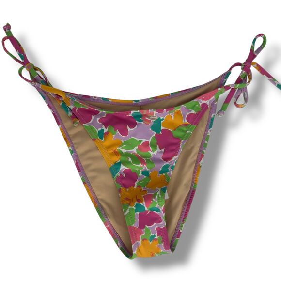 NEW Cotton On Cheeky Bikini Bottoms Large Pink Floral Brazilian Skimpy Swim NWT - Picture 4 of 13